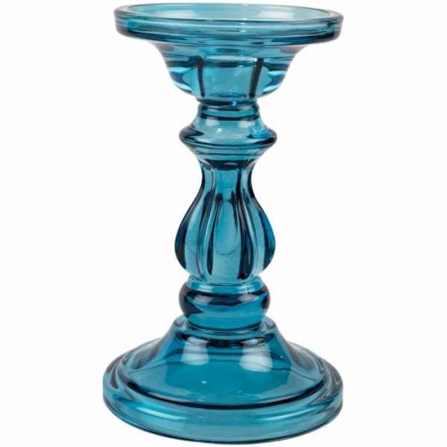 Glass Candle Holder Azure Blue by Grand Illusions